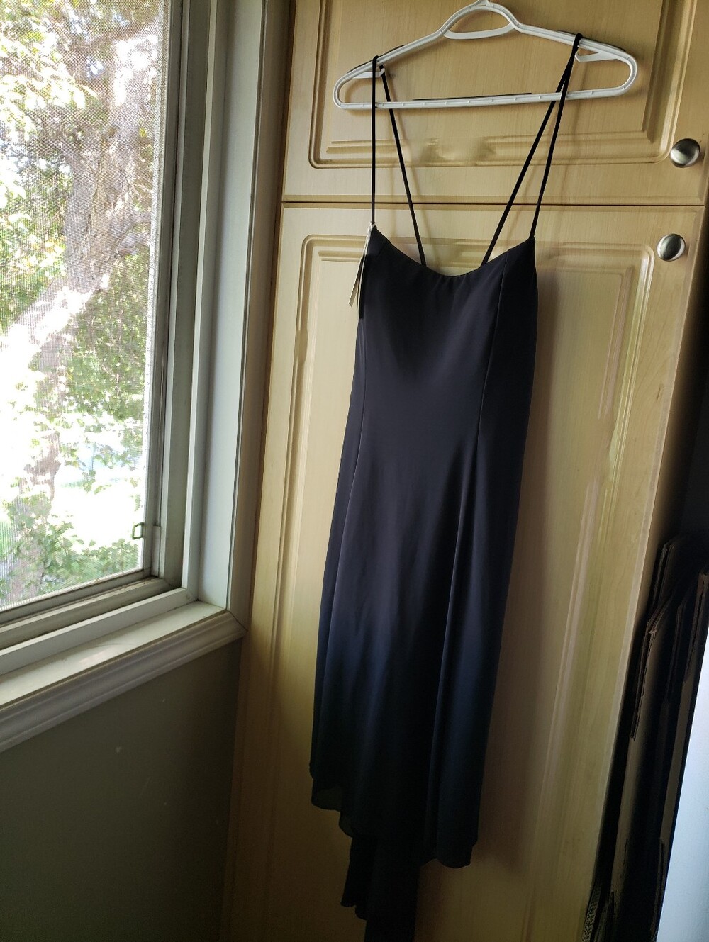 NWT HALARA Black Slip Midi Dress with Build In Shorts